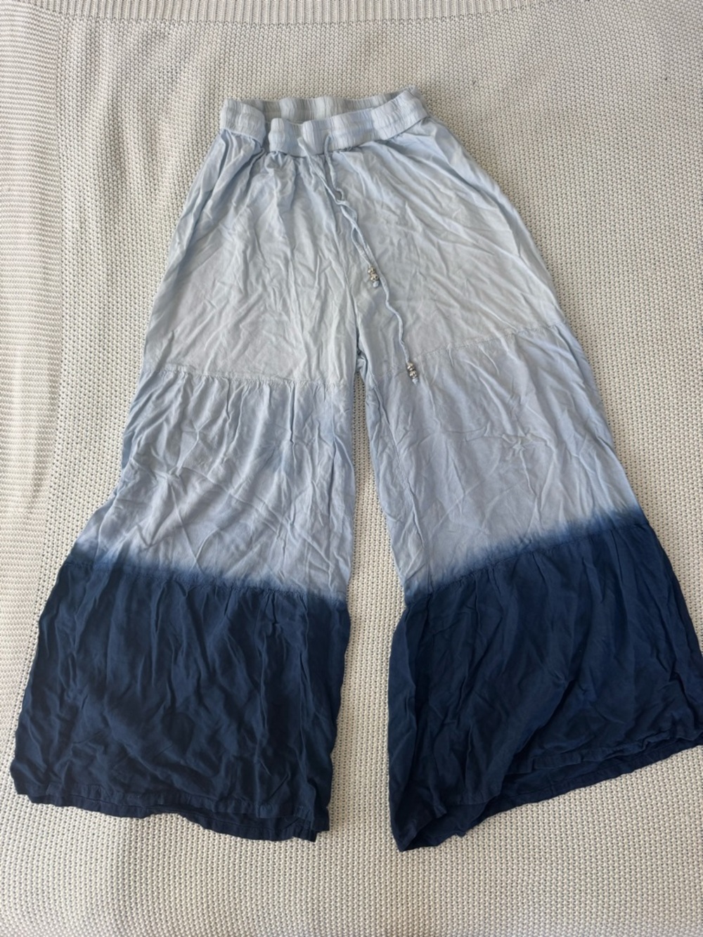 Light Blue to Navy Ombre Wide-Leg Pants